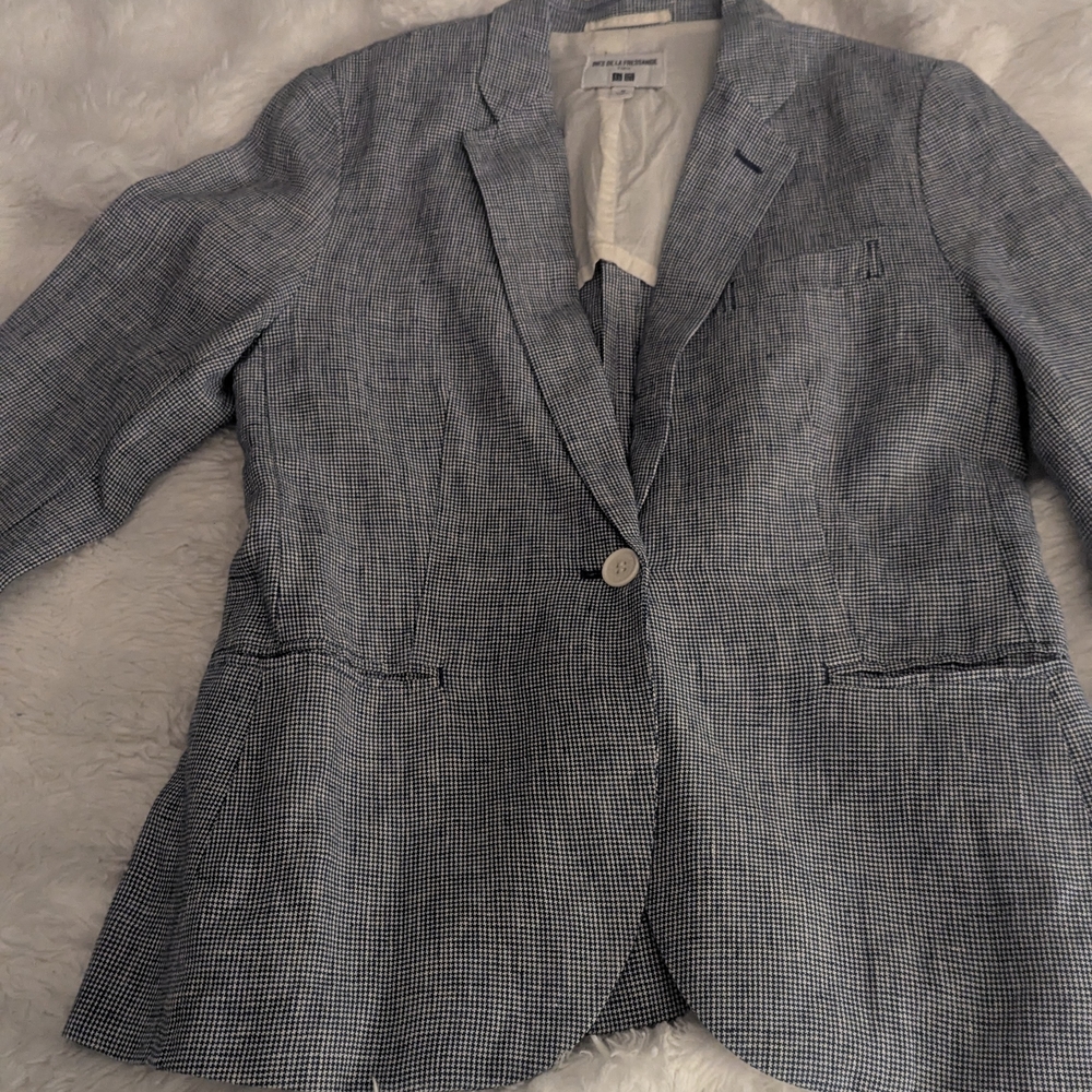 Women's Navy Blue and White Blazer